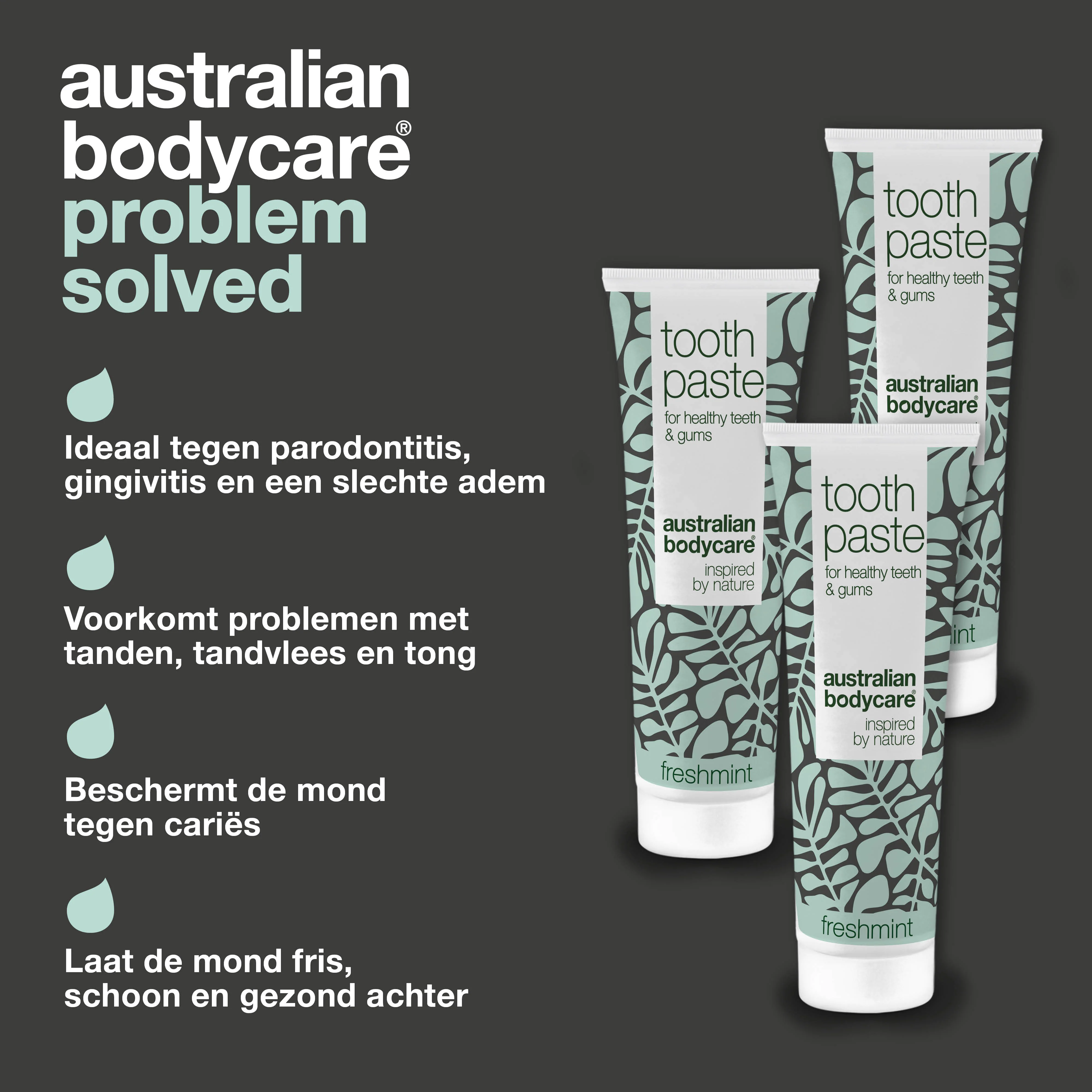 3 stuks Tea Tree Olie Tandpasta Freshmint — Voor de dagelijkse verzorging bij parodontitis, schimmelinfectie en tandvleesontsteking - Image 3