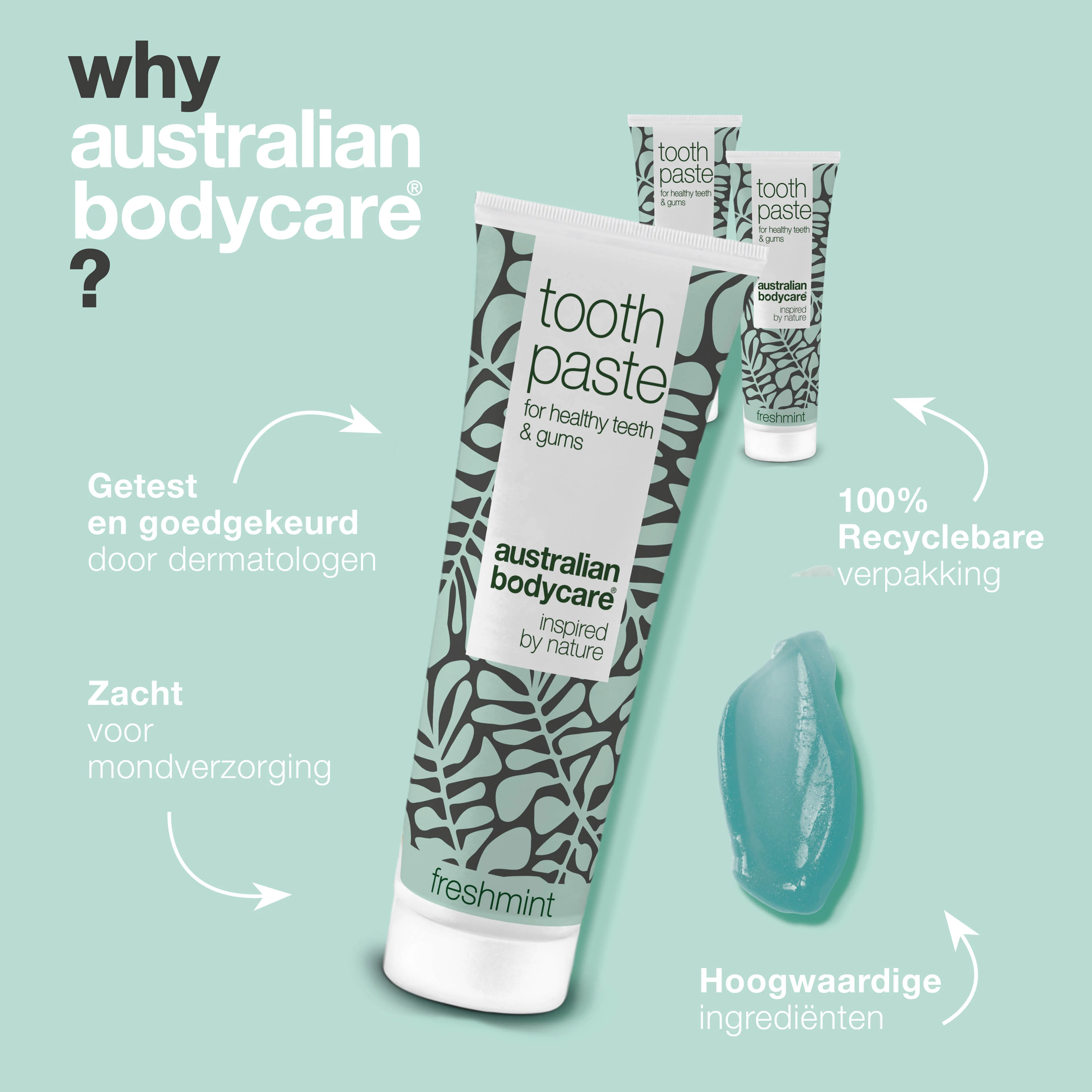 3 stuks Tea Tree Olie Tandpasta Freshmint — Voor de dagelijkse verzorging bij parodontitis, schimmelinfectie en tandvleesontsteking - Image 4