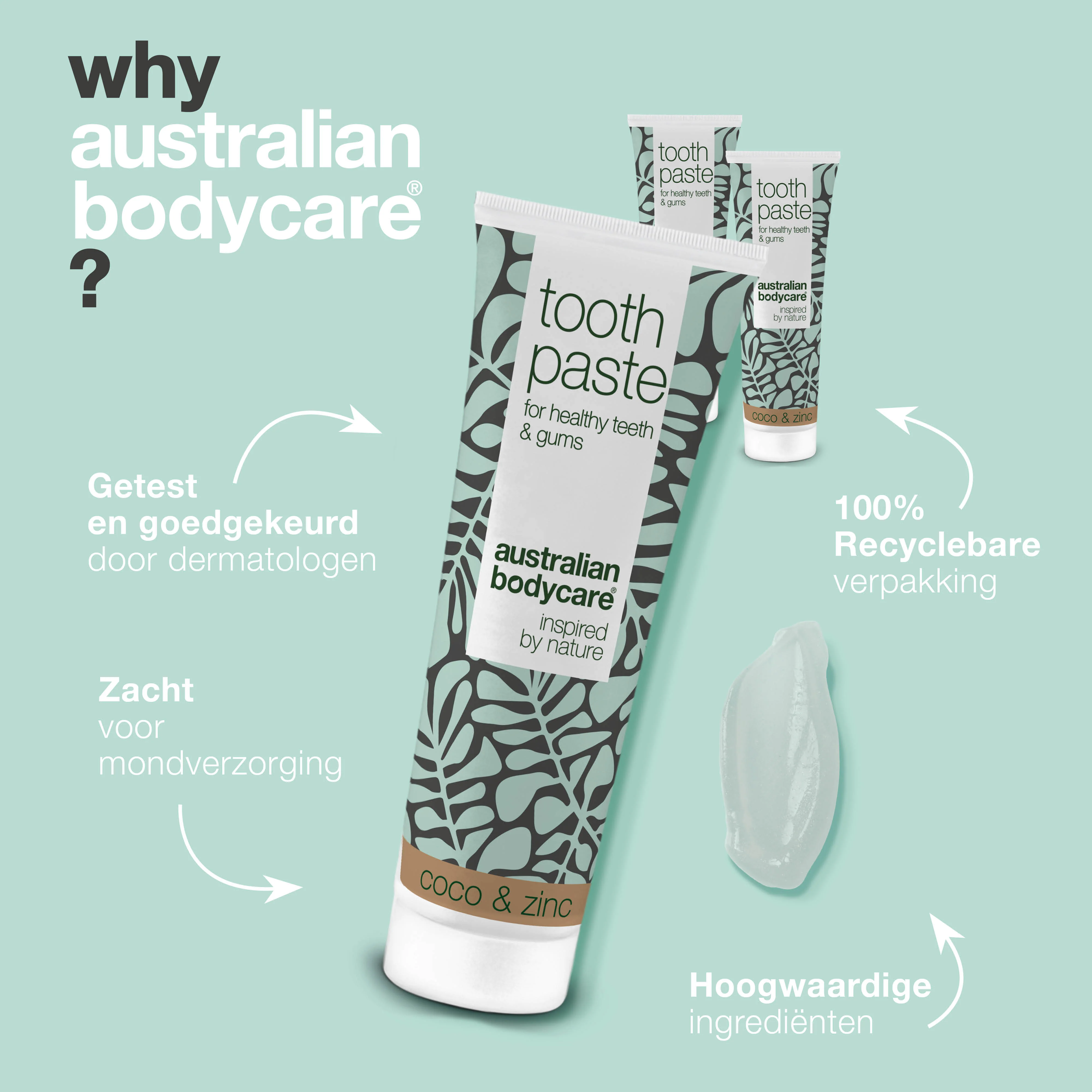 3 stuks Tea Tree Olie Tandpasta Kokos & Zink — Voor de dagelijkse verzorging bij parodontitis, schimmelinfectie en tandvleesontsteking - Image 4