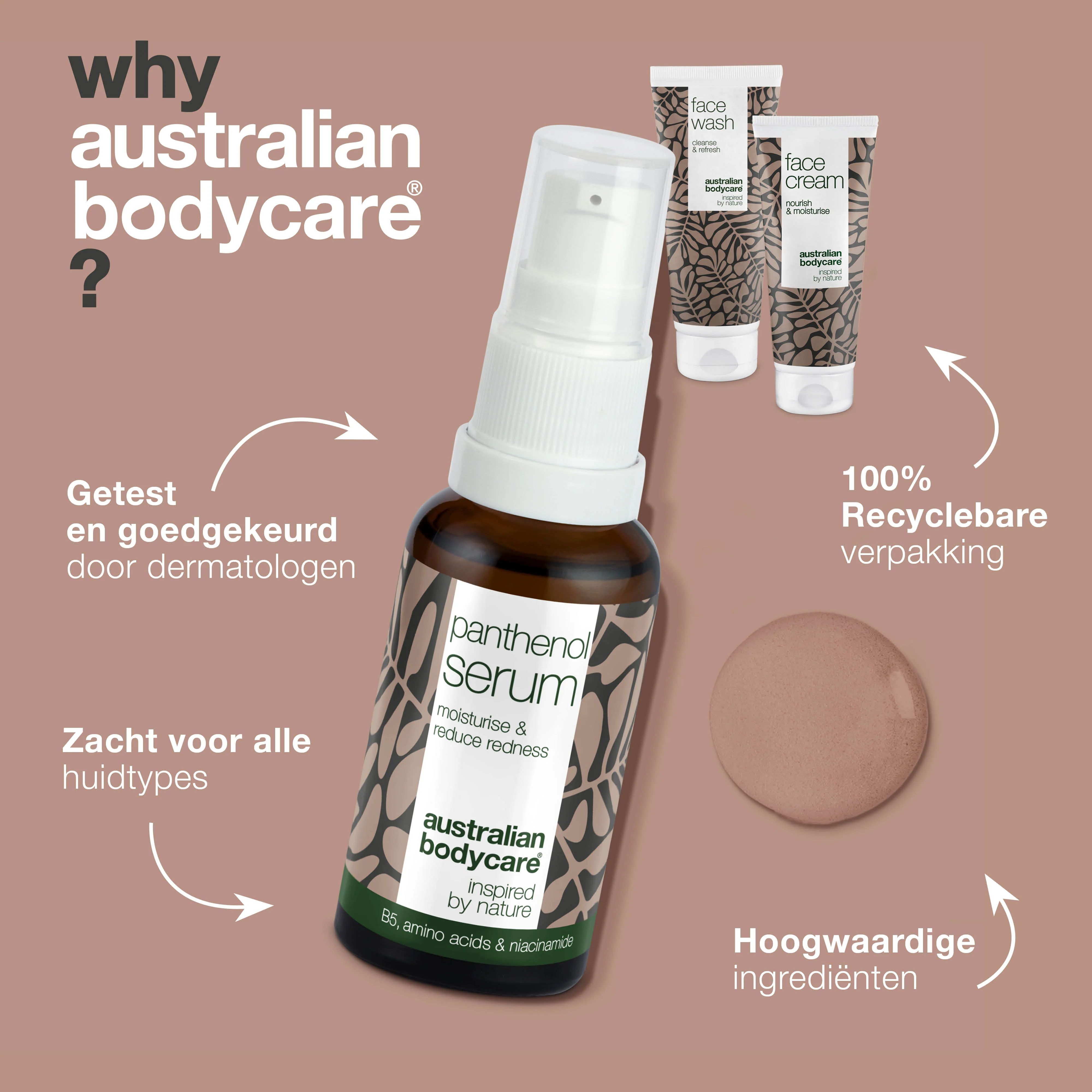 Pakket voor de verzorging van roodheid & gevoelige huid en bij rosacea — 3 verzachtende producten kunnen gebruikt worden bij rosacea: reiniger, B5 serum & crème - Image 4