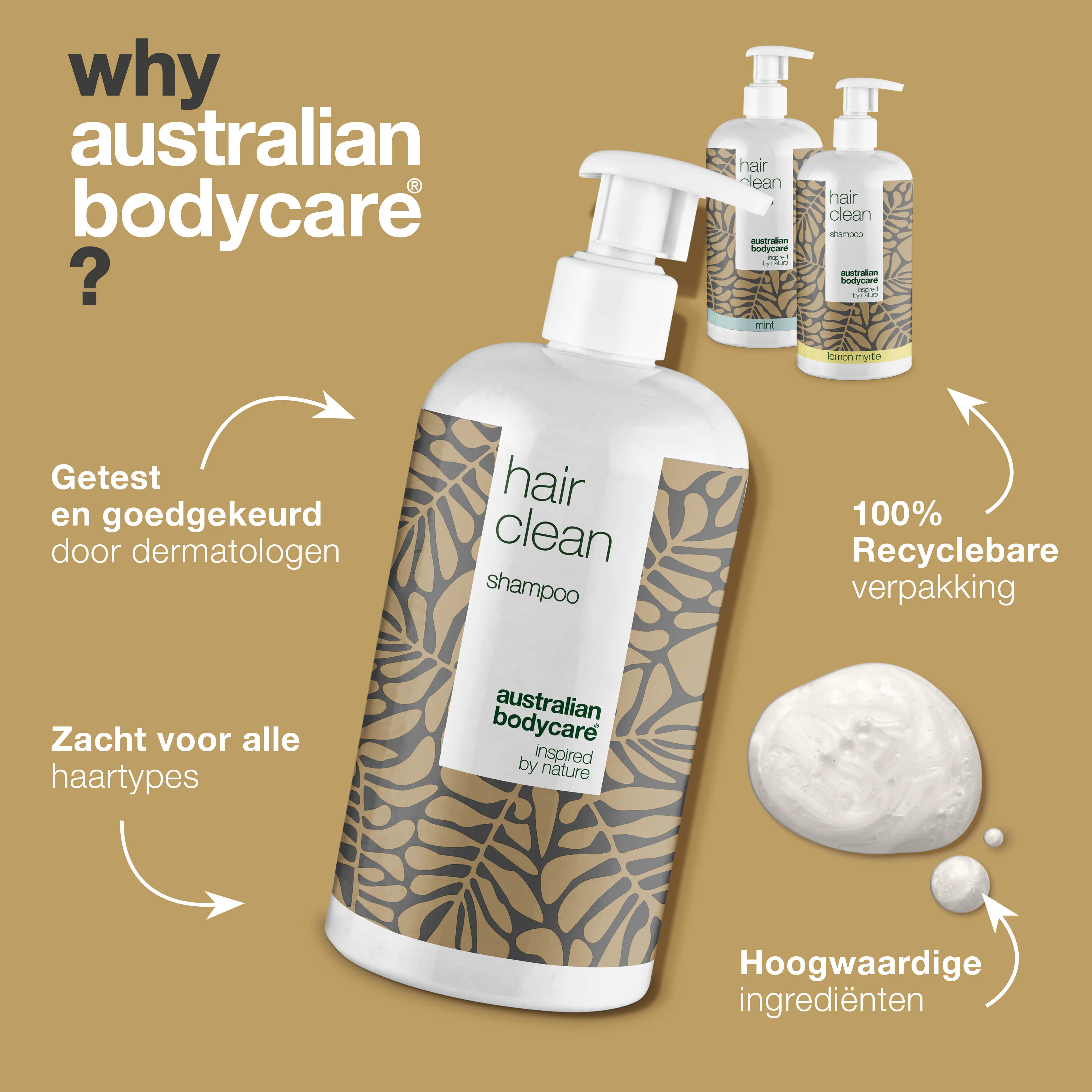 3 Hair Clean anti-roos shampoo's - pakketaanbieding — Pakketaanbieding met 3 shampoo's (500 ml): Tea Tree Olie, Lemon Myrtle & Mint - Image 4