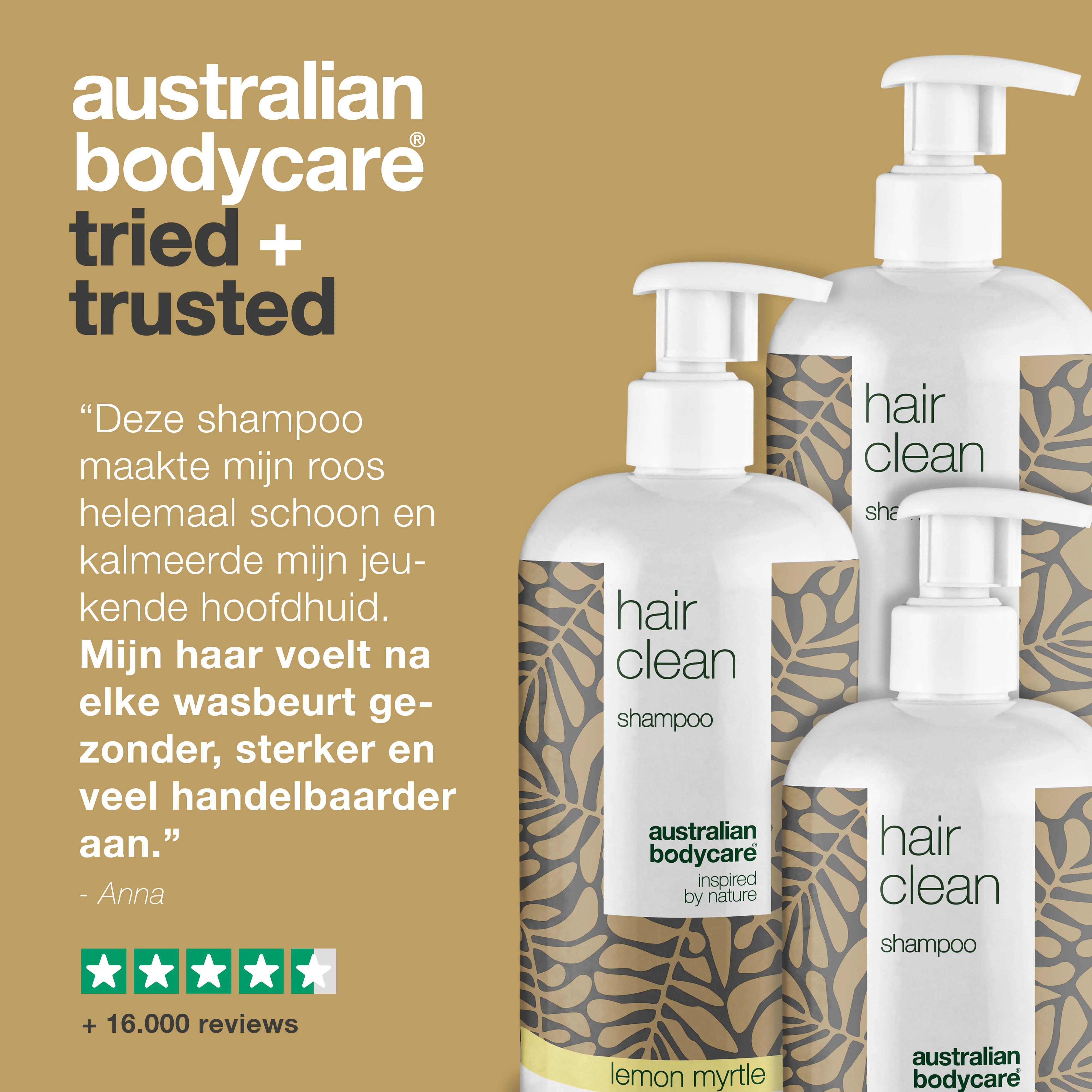 3 Hair Clean anti-roos shampoo's - pakketaanbieding — Pakketaanbieding met 3 shampoo's (500 ml): Tea Tree Olie, Lemon Myrtle & Mint - Image 5