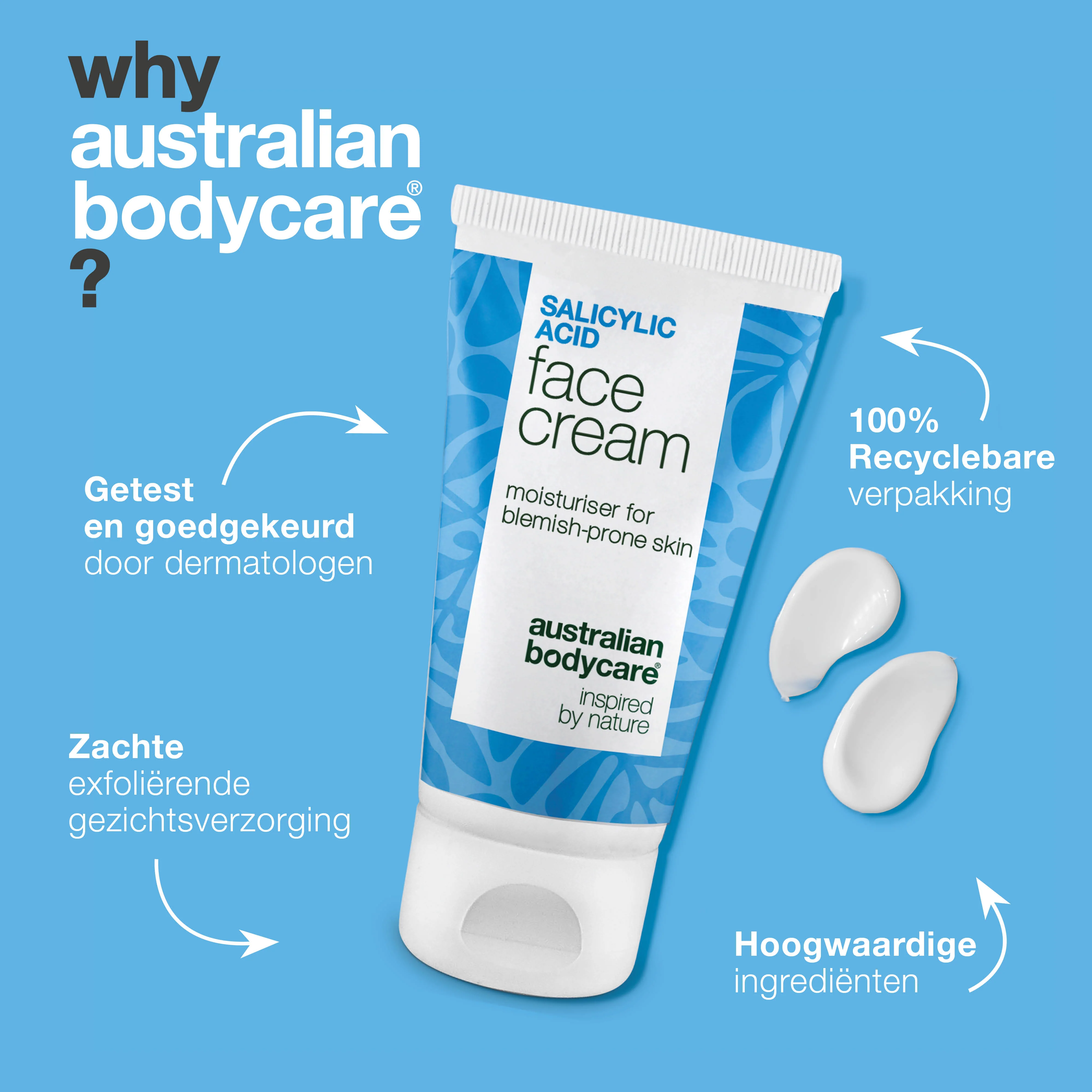 Gezichtscrème met salicylzuur tegen puistjes en mee-eters — Lichte, niet-vette moisturizer met salicylzuur voor een vette en onzuivere huid – reinigt poriën en vermindert talg. - Image 4